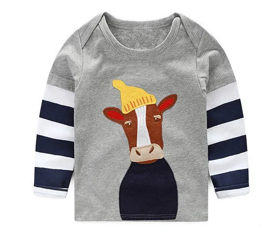 1-8 years Boys T-shirt Kids Tees Baby Boy brand t shirts Children tees Long Sleeve 100% Cotton cardigan sweater jacket shirts