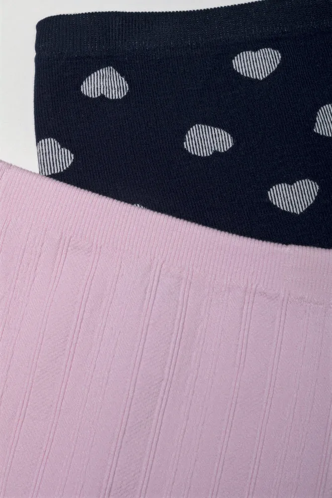 2 Pack Cable Knit Leggings Navy & Pink