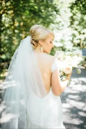 2 Tier Hip Length Blusher Wedding Veils APWV0015