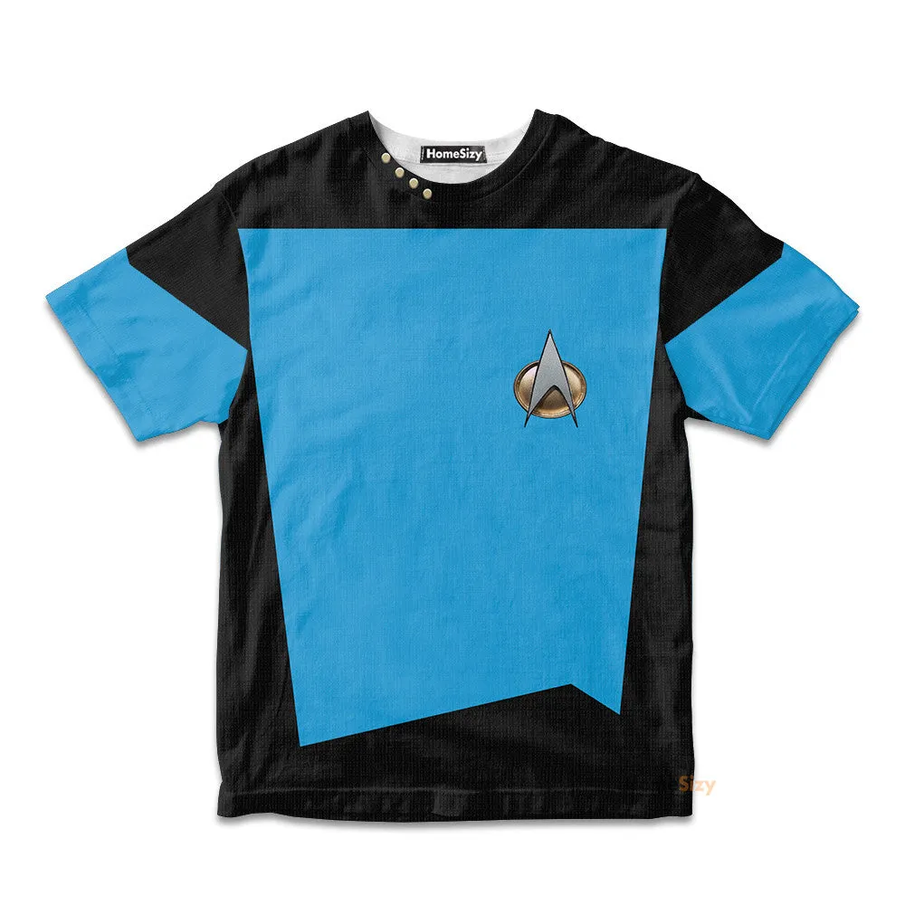 3D Star Trek The Next Generation 1987 1994 Blue Custom Cosplay Costume Kid Tshirt QT207137Hf