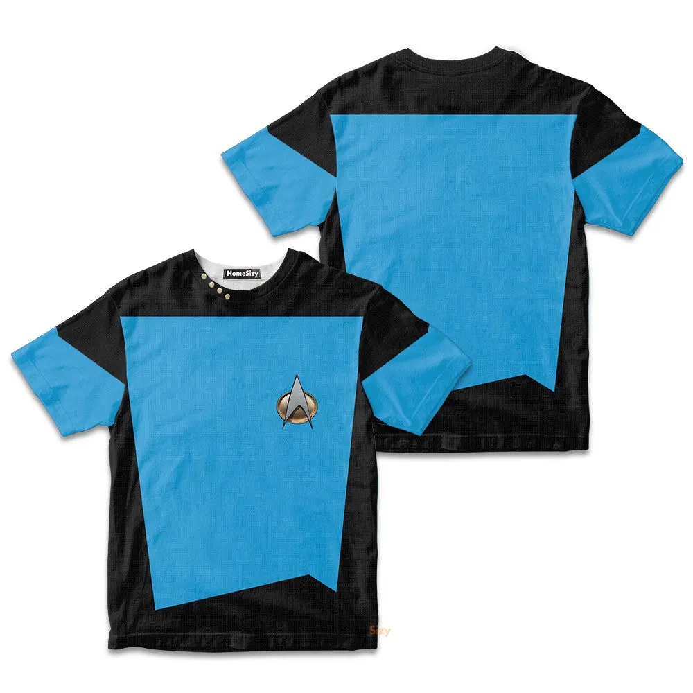 3D Star Trek The Next Generation 1987 1994 Blue Custom Cosplay Costume Kid Tshirt QT207137Hf