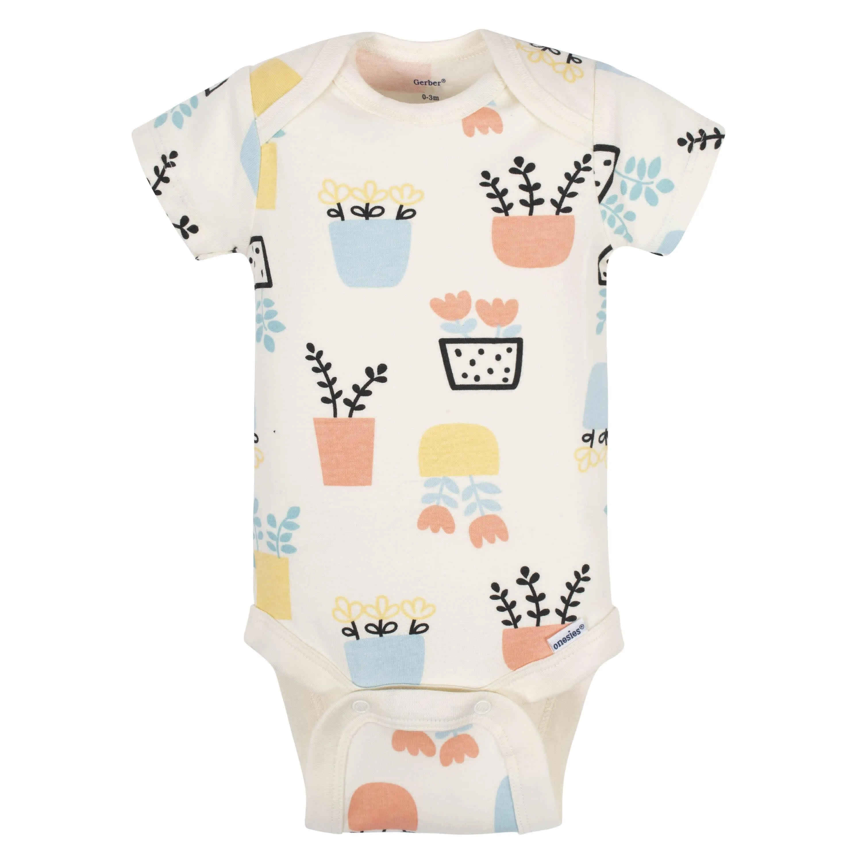 5-Pack Baby Girls Comfy Stretch Flower Pot Short Sleeve Onesies® Bodysuits