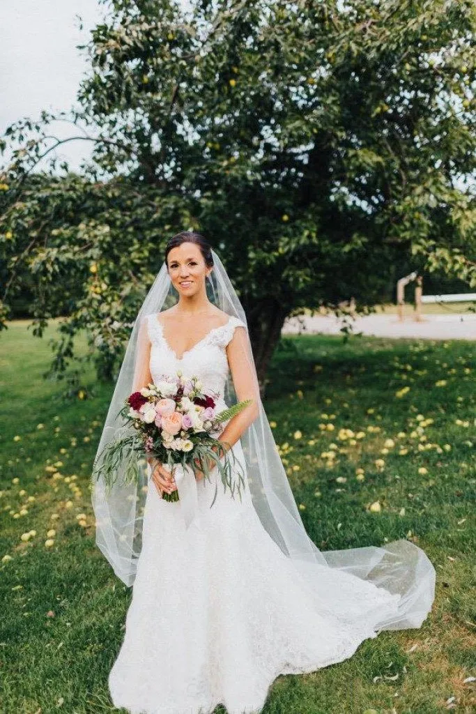 90 Inches Ivory Wedding Veil Chapel Length Cut Edge Veils APWV0012