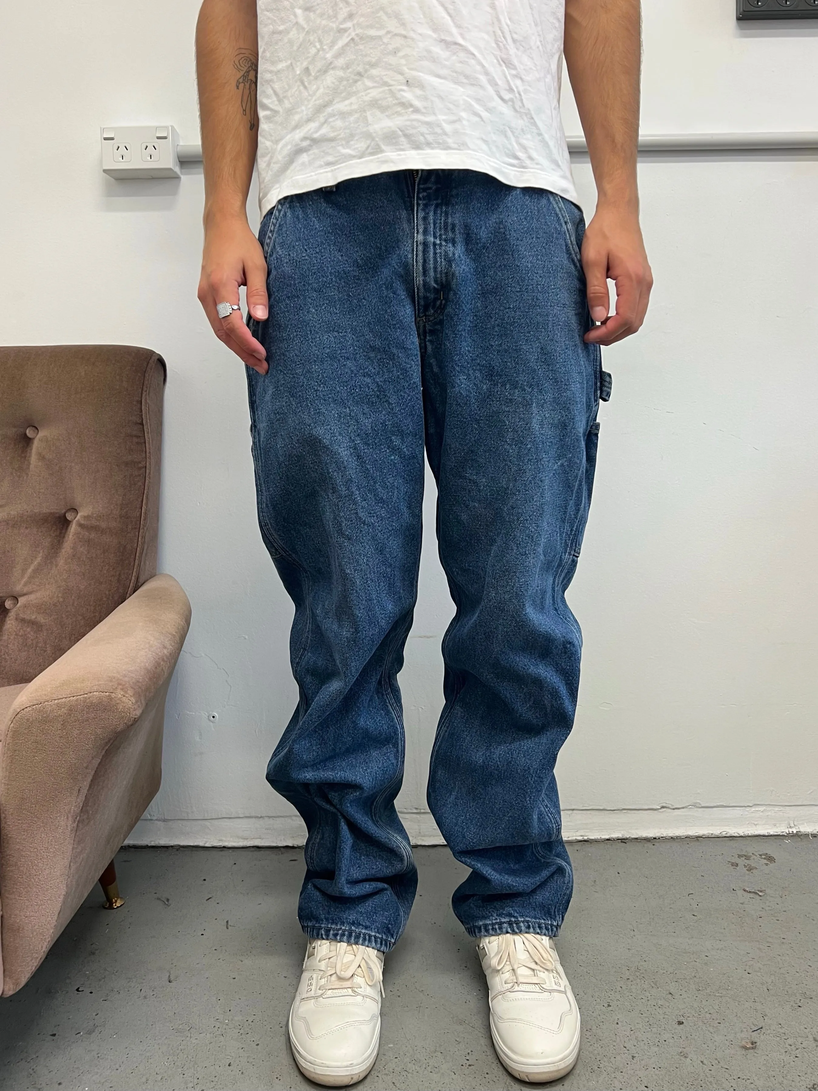 90's Carhartt Vintage Lined Carpenter Jeans Size 33x34