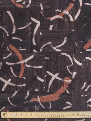 Abstract Brushstroke Linen Viscose Deadstock - Brown - Swatch