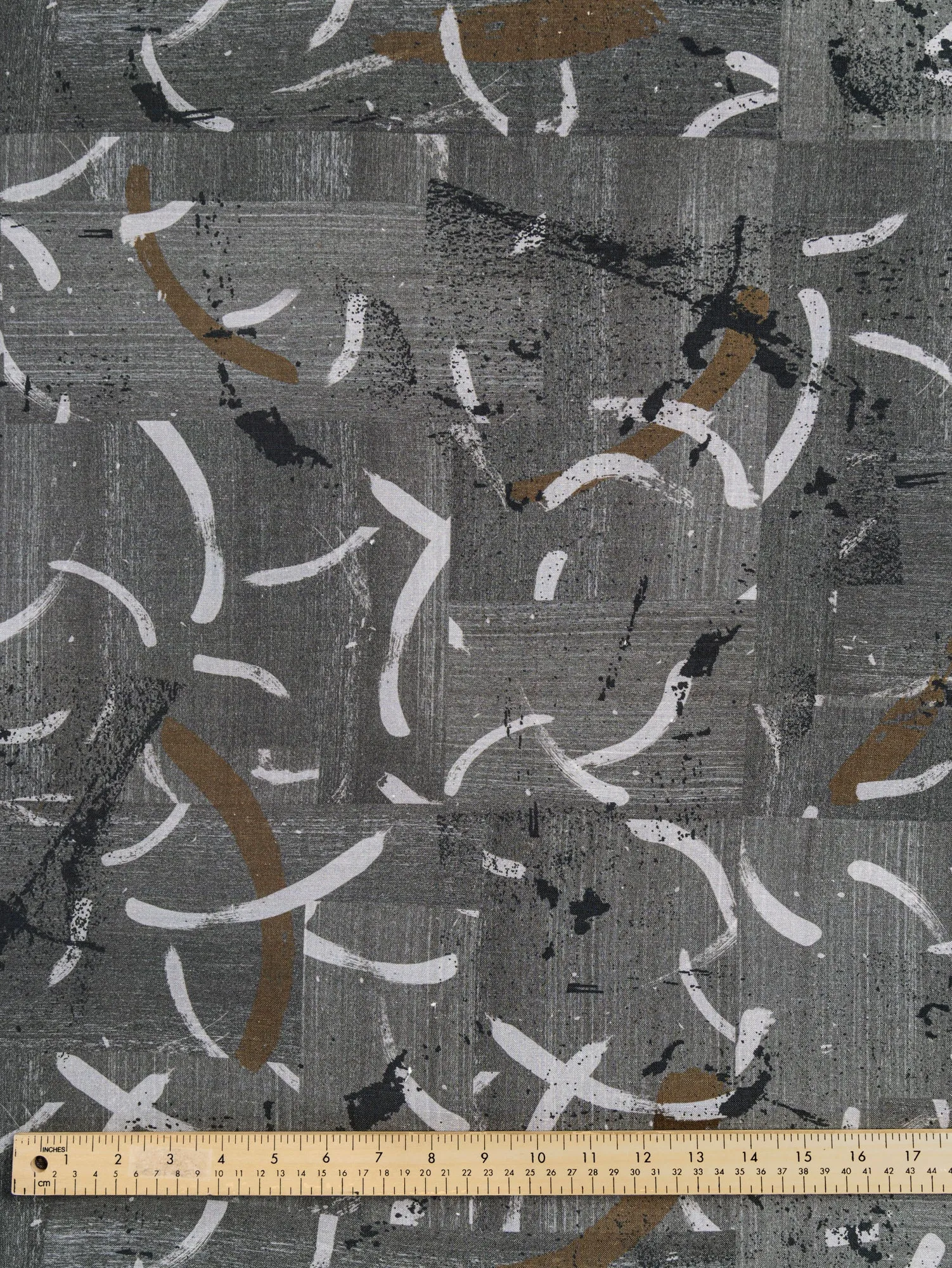 Abstract Brushstroke Linen Viscose Deadstock - Green