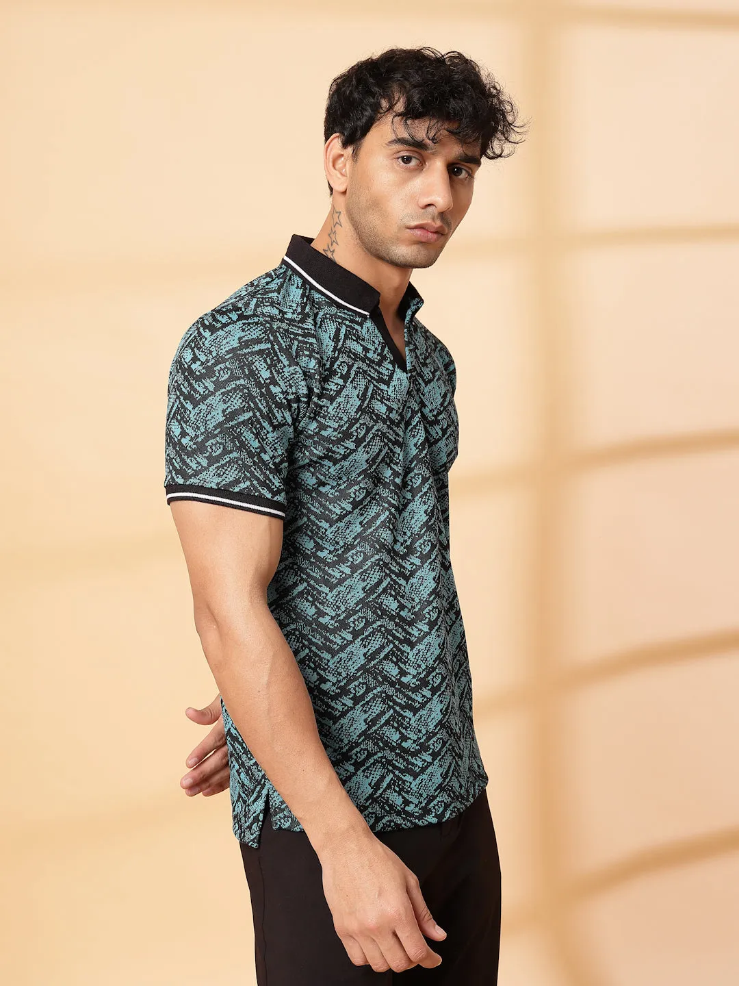 Abstract Jacquard Polo T-Shirt