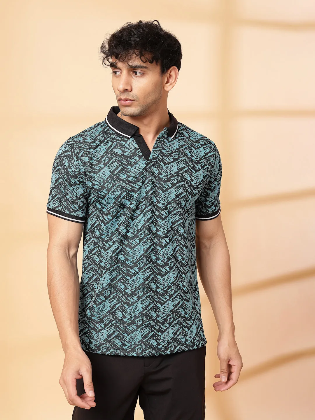 Abstract Jacquard Polo T-Shirt