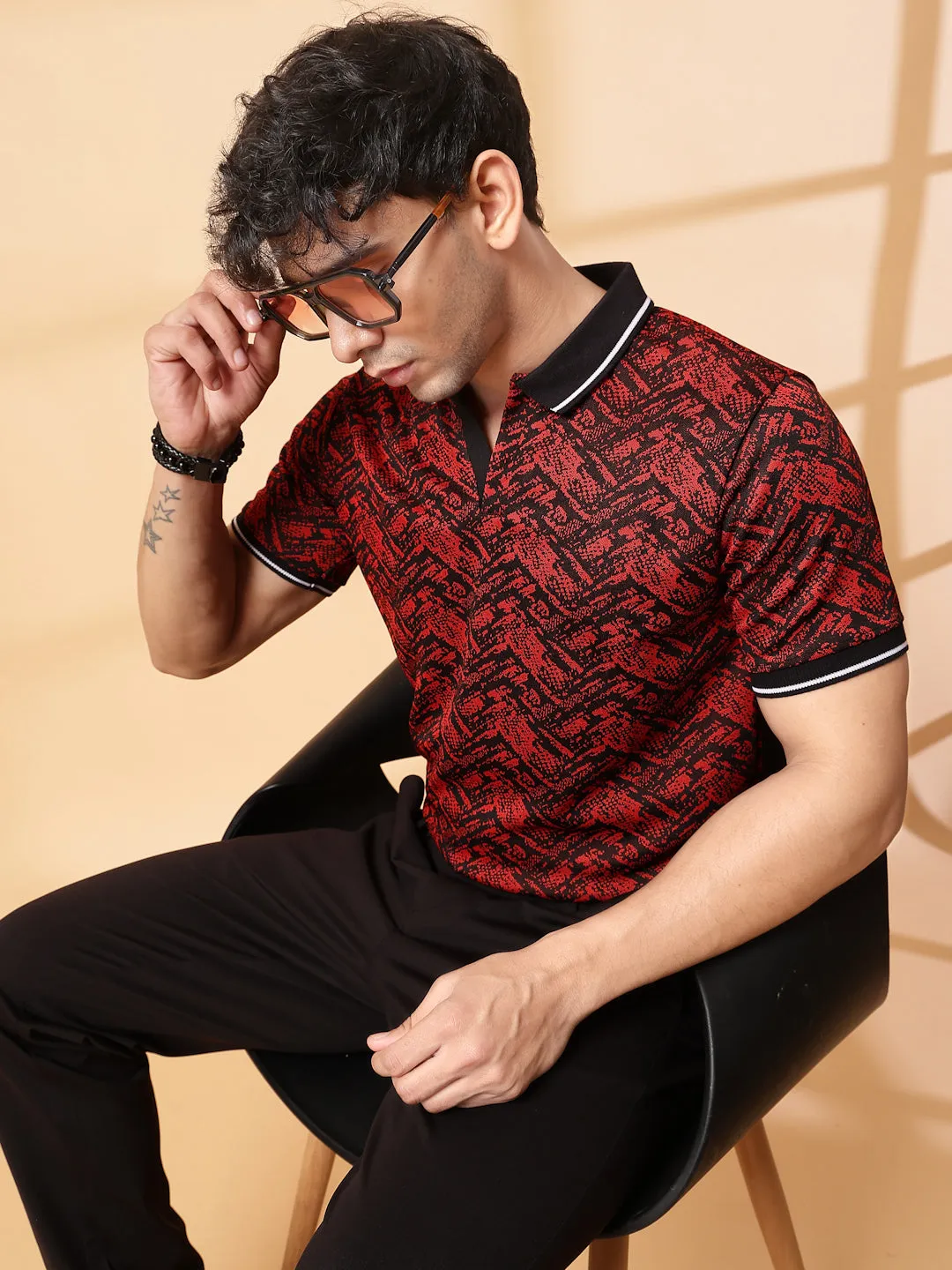 Abstract Jacquard Polo T-Shirt
