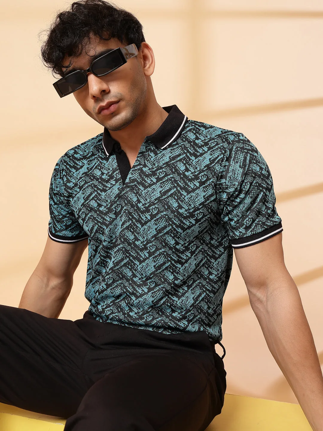 Abstract Jacquard Polo T-Shirt