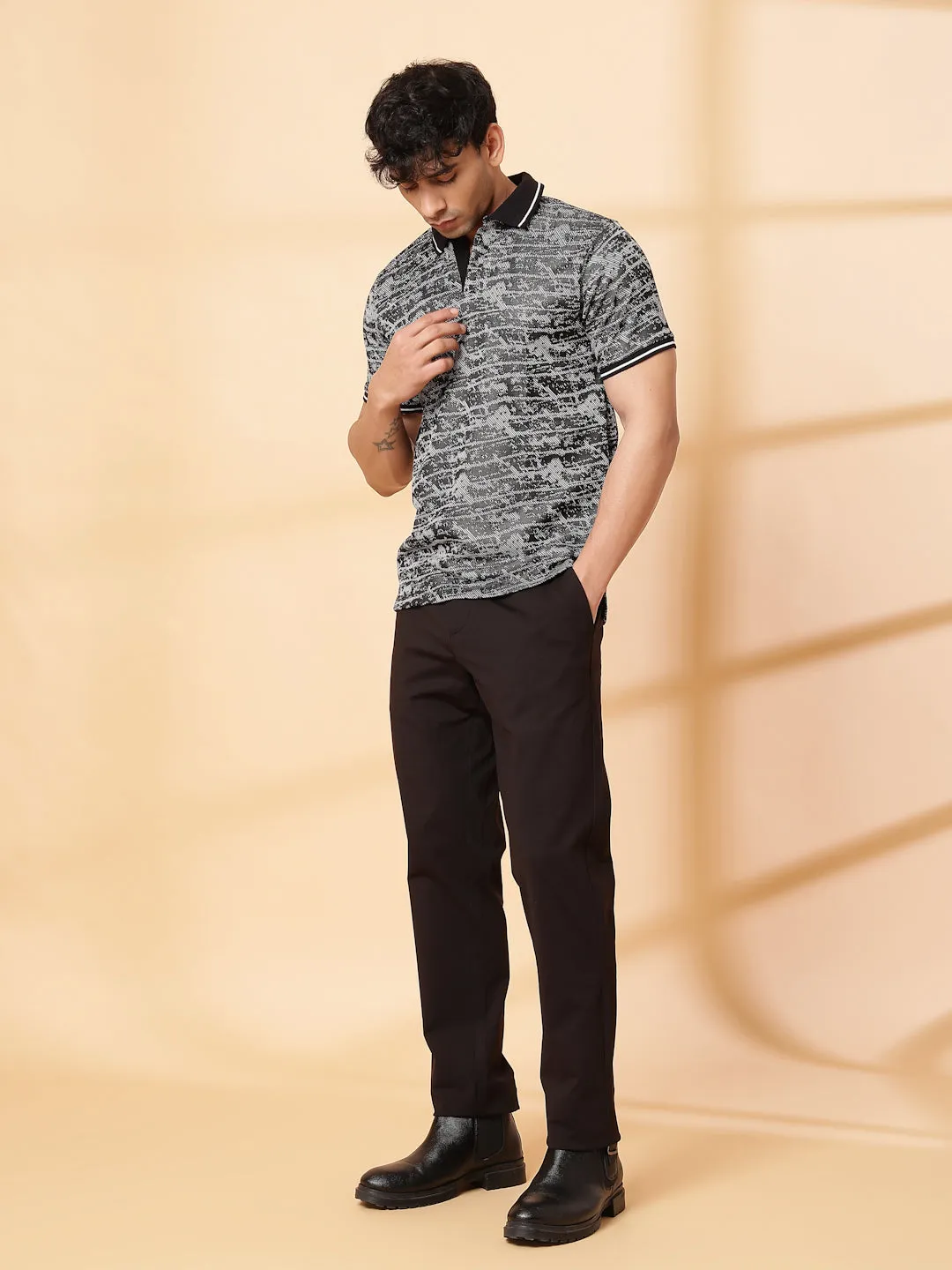 Abstract Jacquard Polo T-Shirt