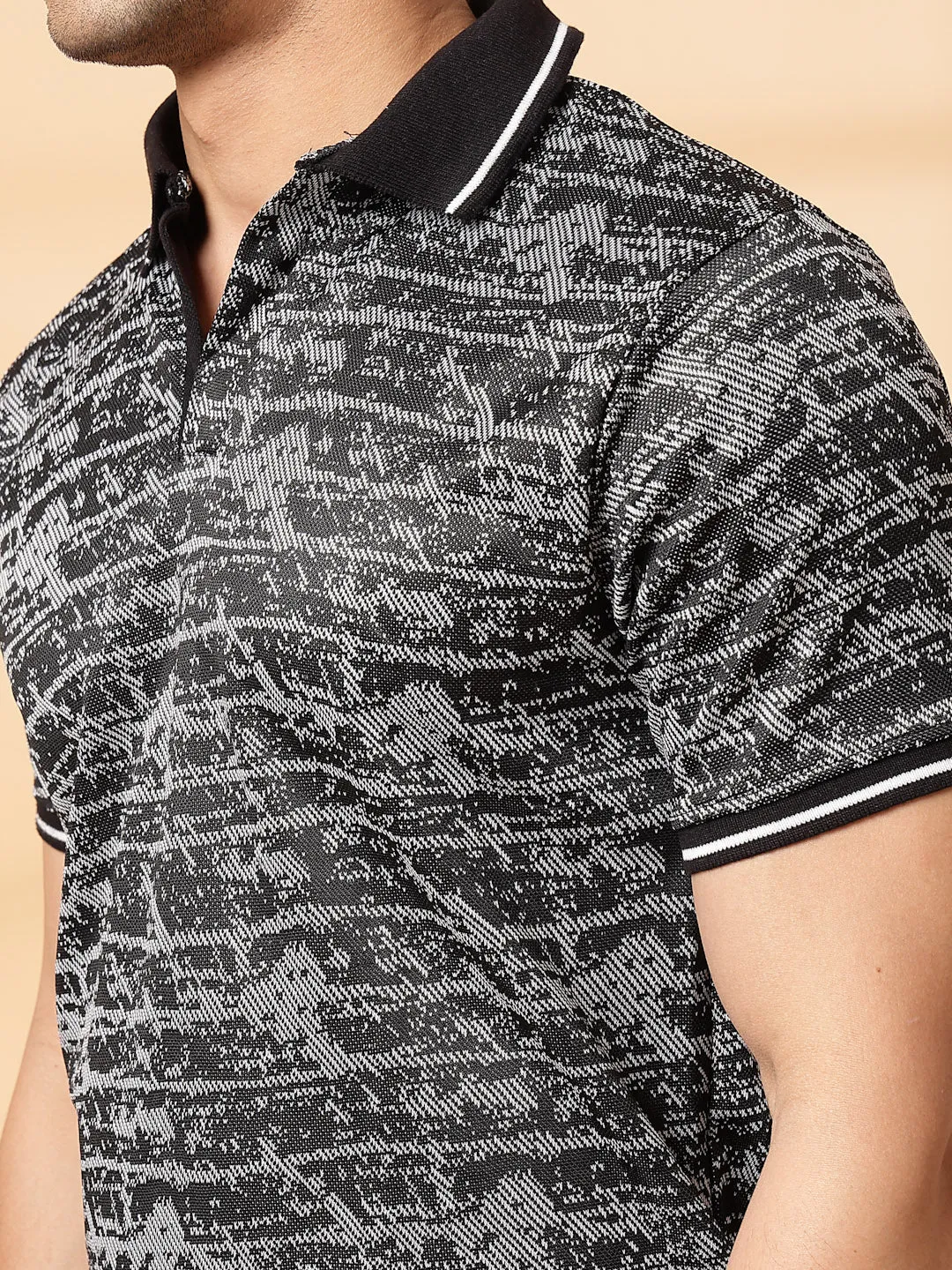 Abstract Jacquard Polo T-Shirt