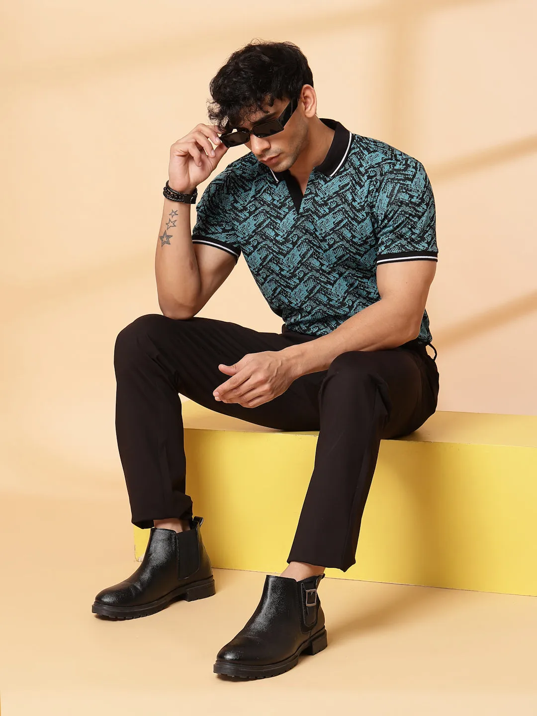 Abstract Jacquard Polo T-Shirt
