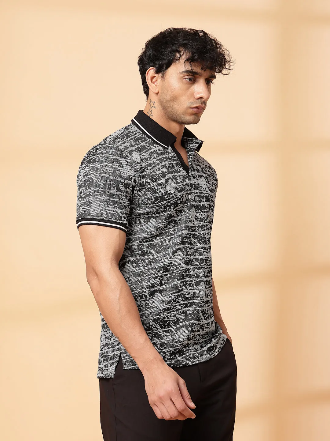 Abstract Jacquard Polo T-Shirt