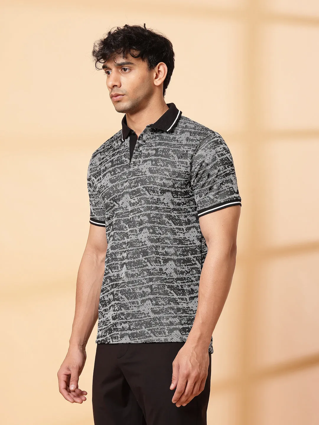 Abstract Jacquard Polo T-Shirt
