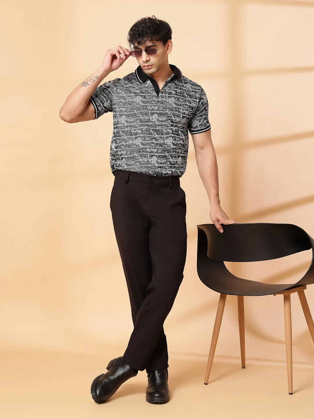 Abstract Jacquard Polo T-Shirt