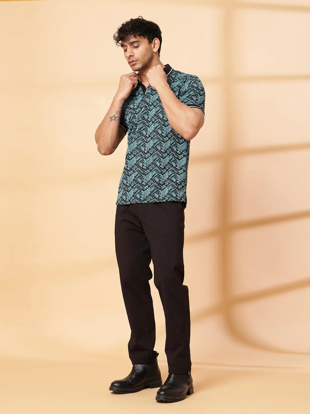 Abstract Jacquard Polo T-Shirt