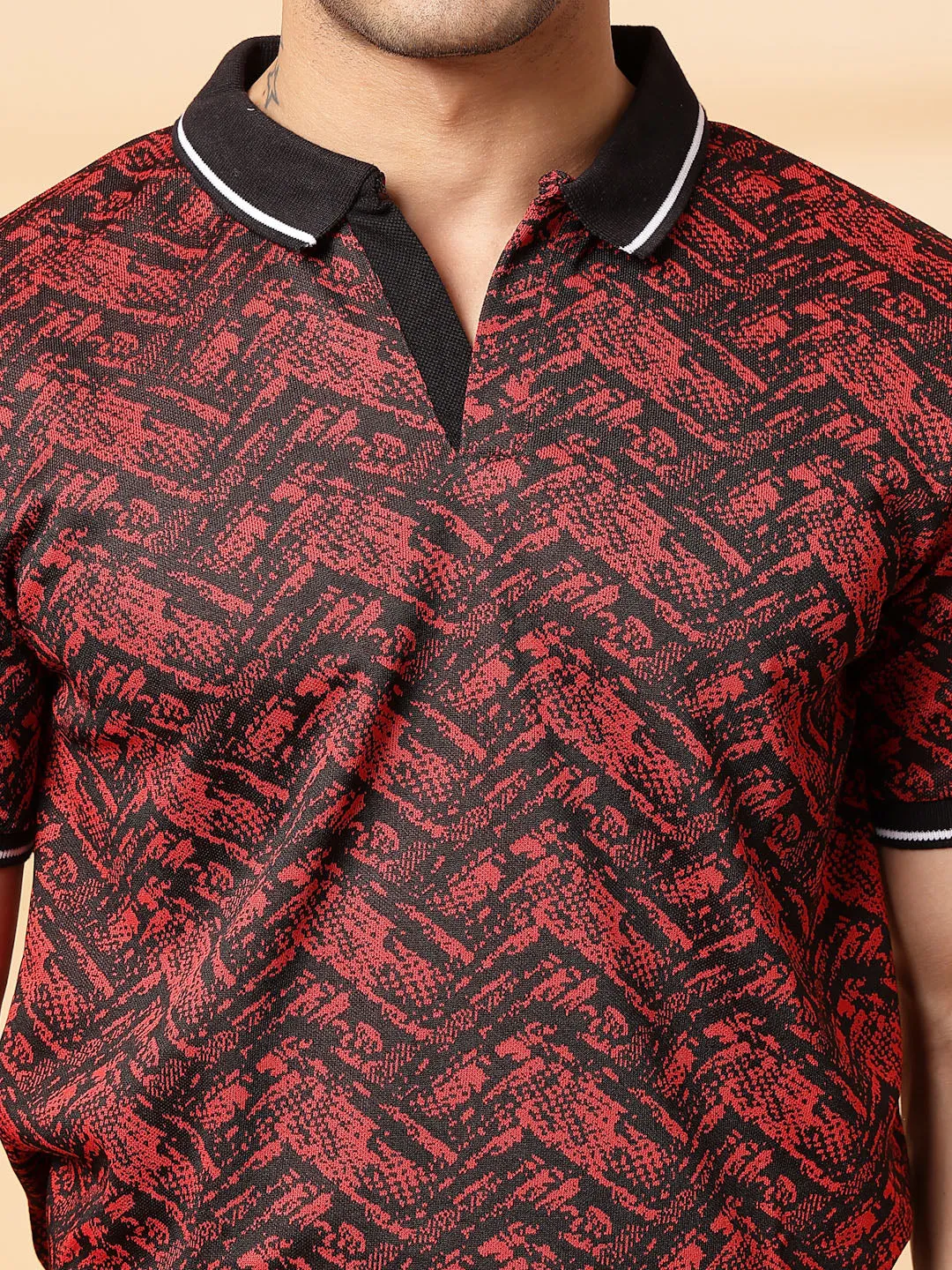 Abstract Jacquard Polo T-Shirt