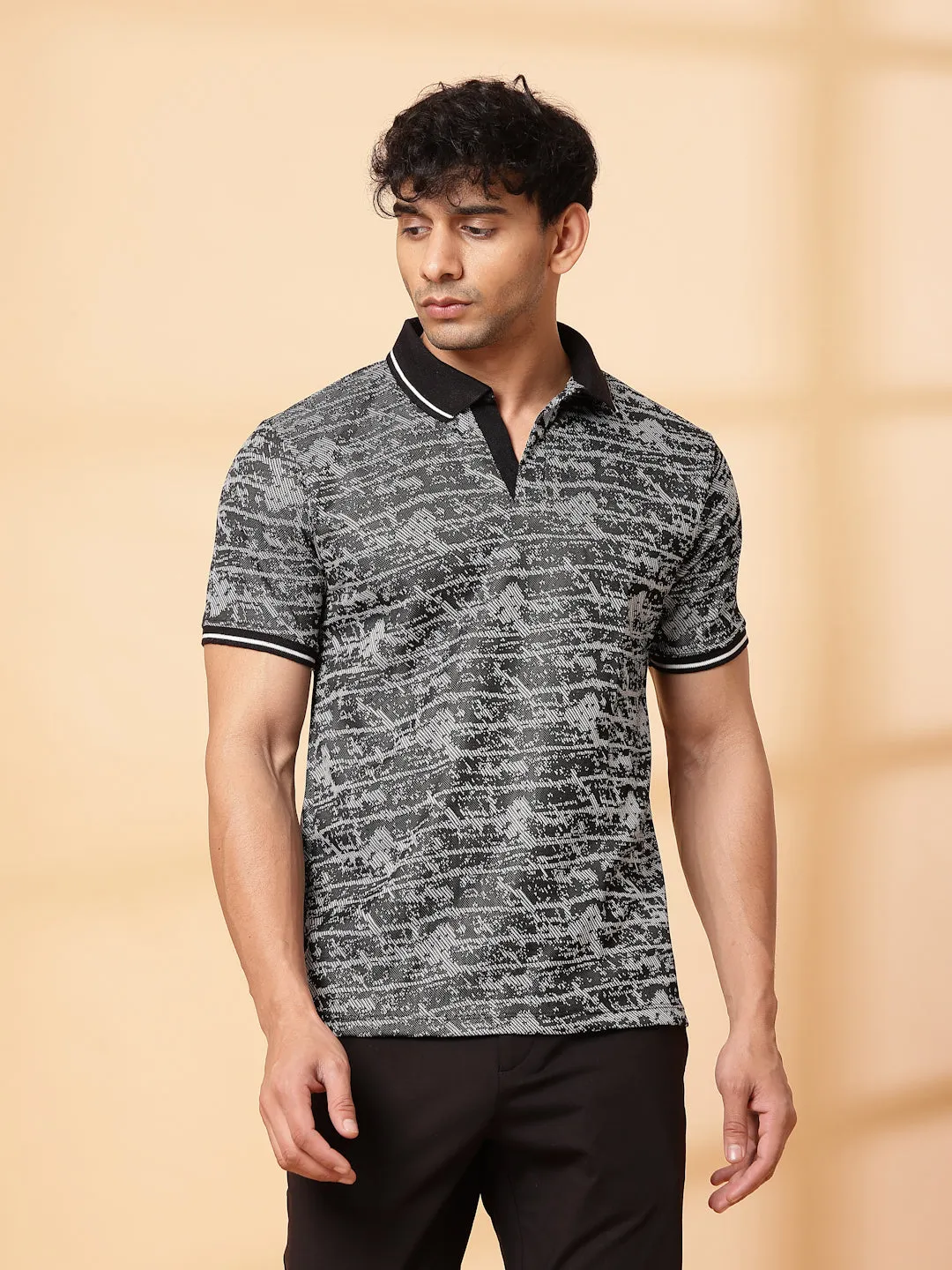 Abstract Jacquard Polo T-Shirt