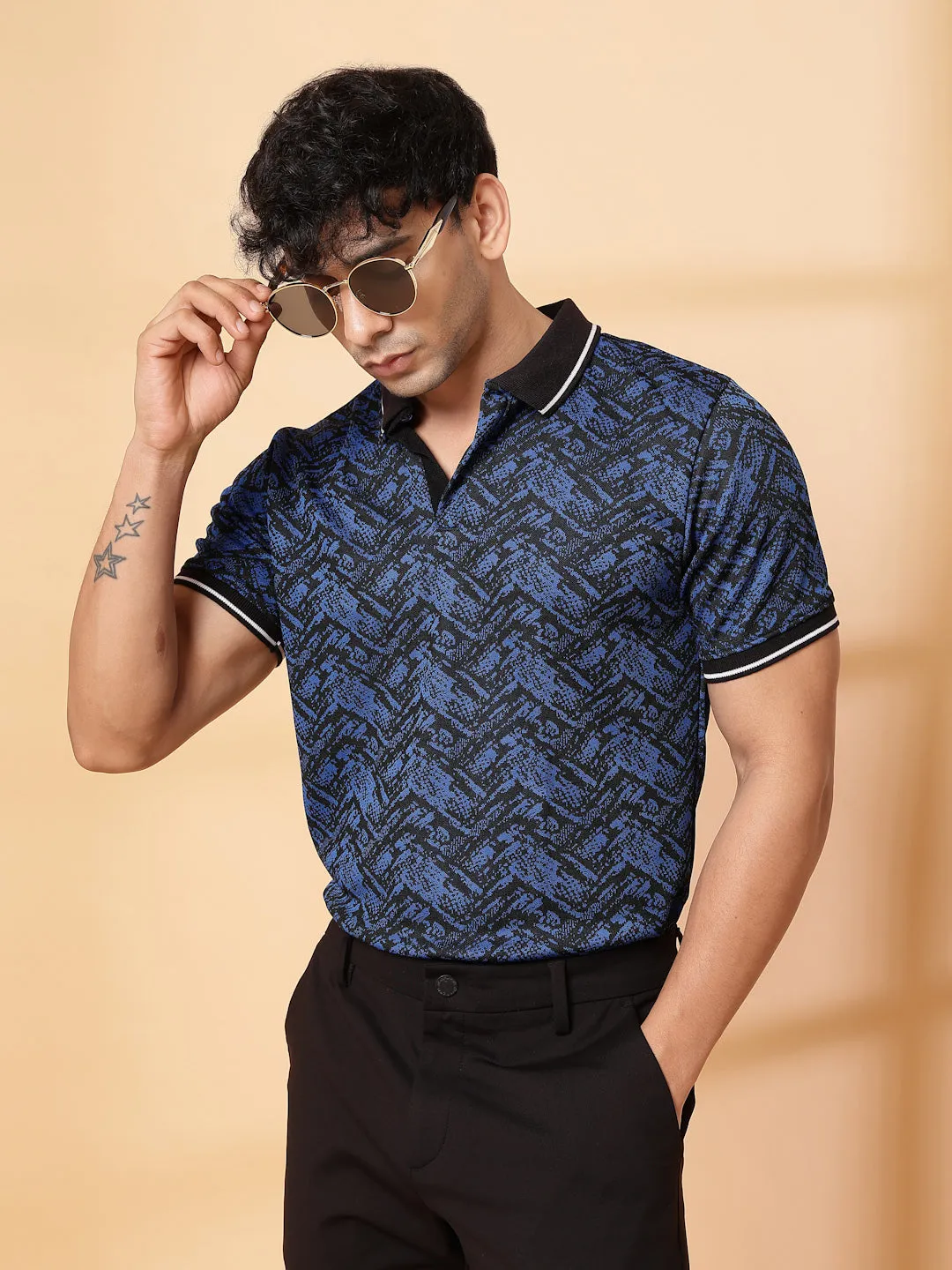 Abstract Jacquard Polo T-Shirt