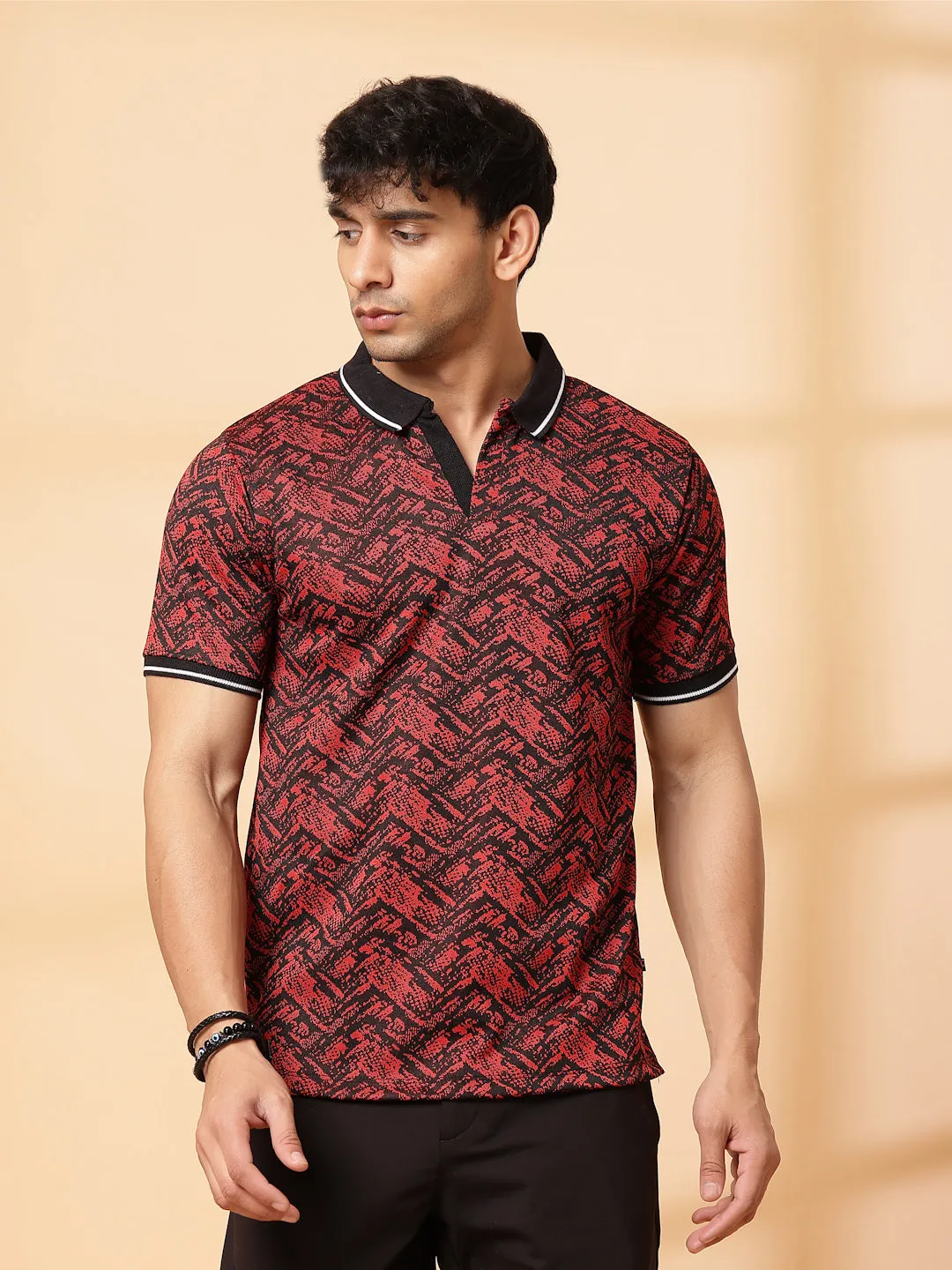 Abstract Jacquard Polo T-Shirt