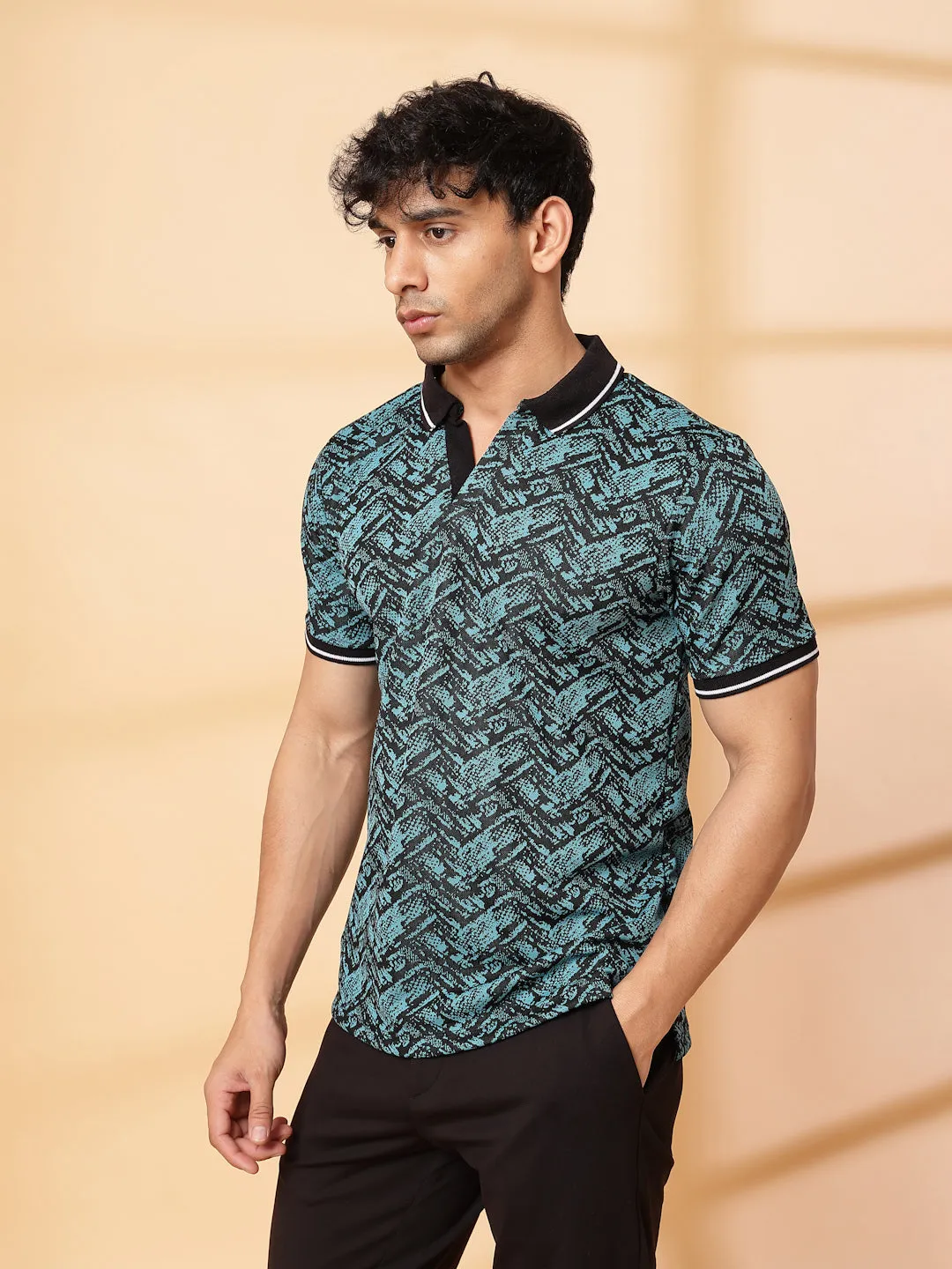 Abstract Jacquard Polo T-Shirt
