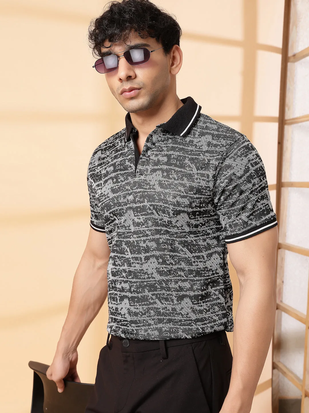 Abstract Jacquard Polo T-Shirt