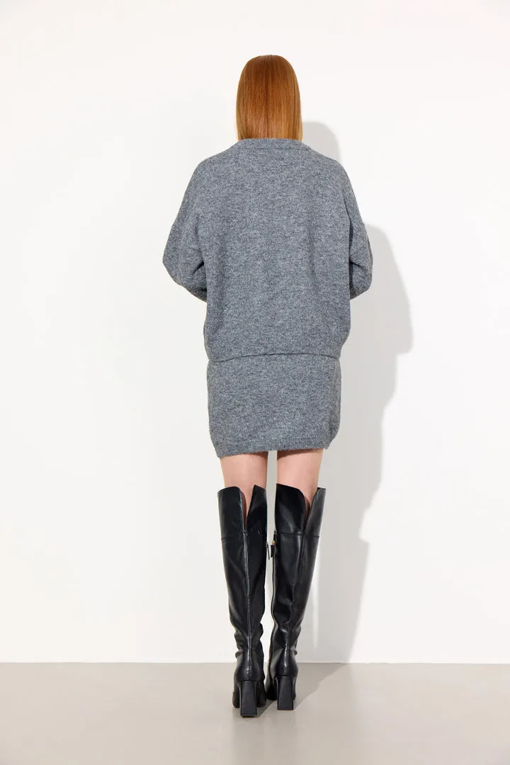 Adriana Knit Skirt - Grey Melange