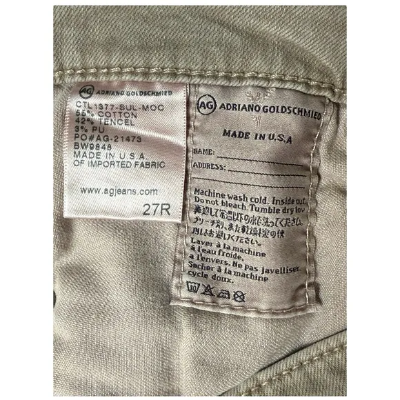 Ag Adriano Goldschmied Low Rise 27R The Stevie Ankle Slim Straight Leg Jeans