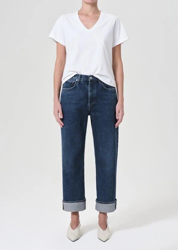 Agolde Fran Low Slung Straight Jean in Enamour (Dark Vintage Indigo)