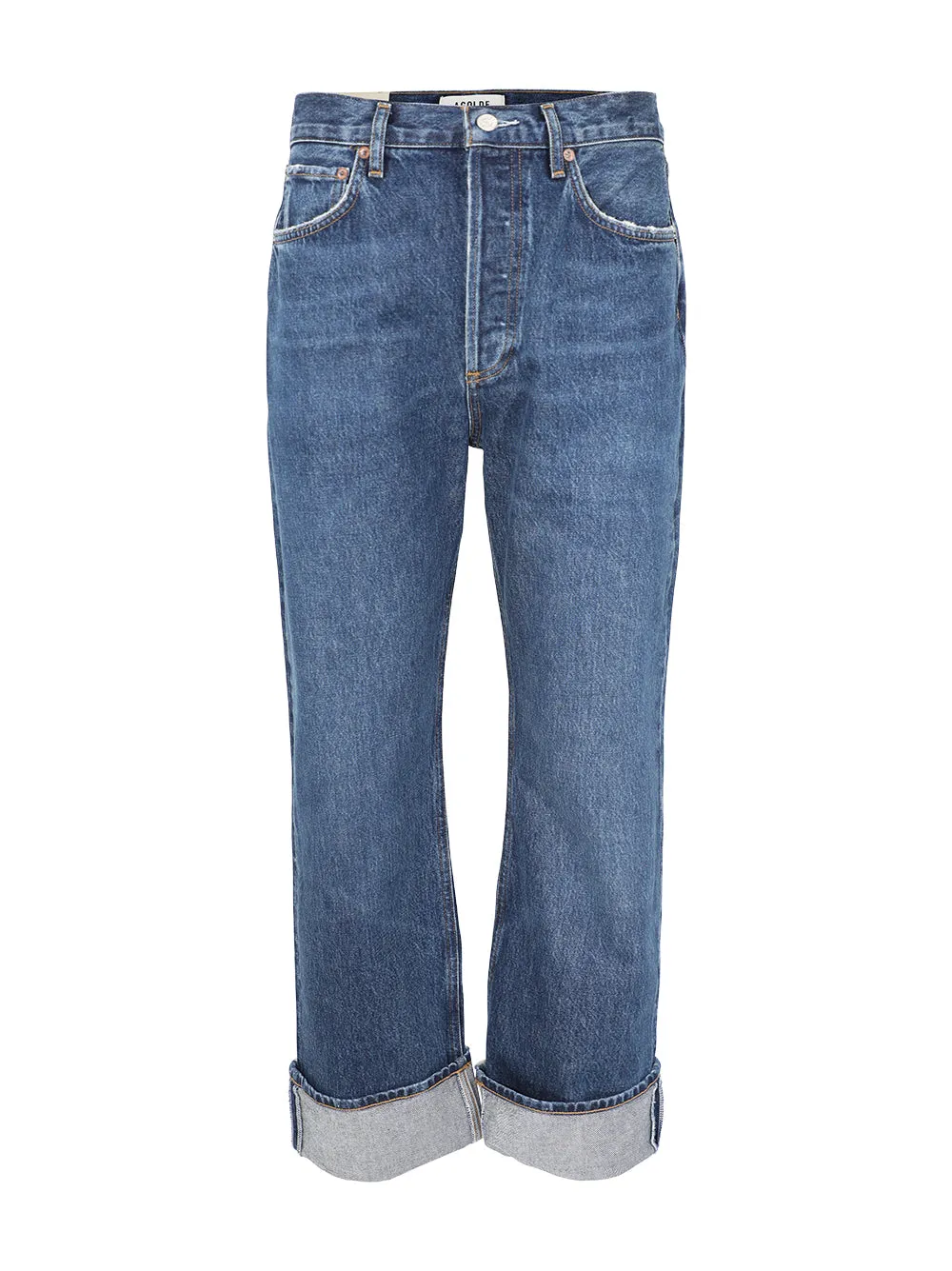 Agolde Fran Low Slung Straight Jean in Enamour (Dark Vintage Indigo)