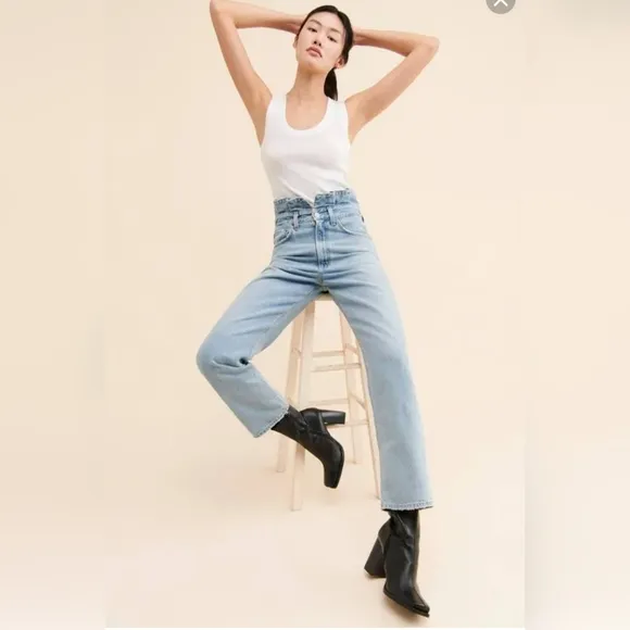 Agolde Lettuce Waistband High Rise Reworked Fitted 90'S Jeans