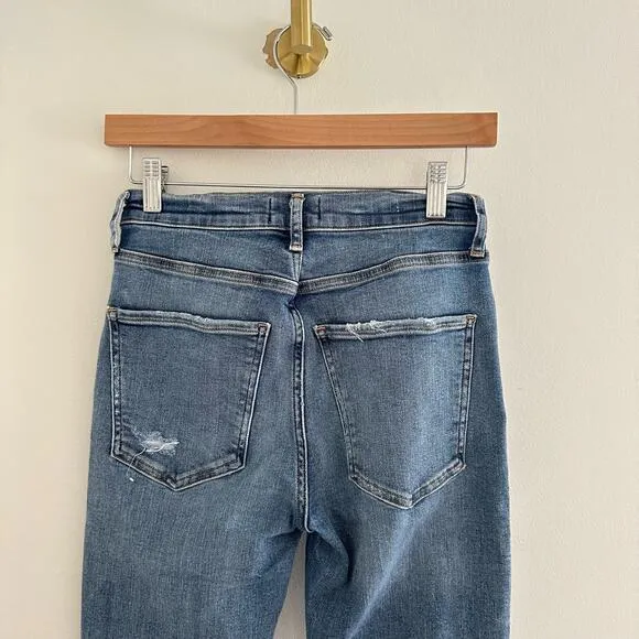 AGOLDE Sophie Skinny Distressed High Rise Medium Wash Jeans Blue 26