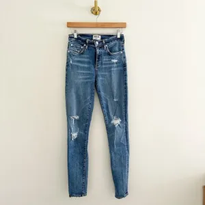 AGOLDE Sophie Skinny Distressed High Rise Medium Wash Jeans Blue 26