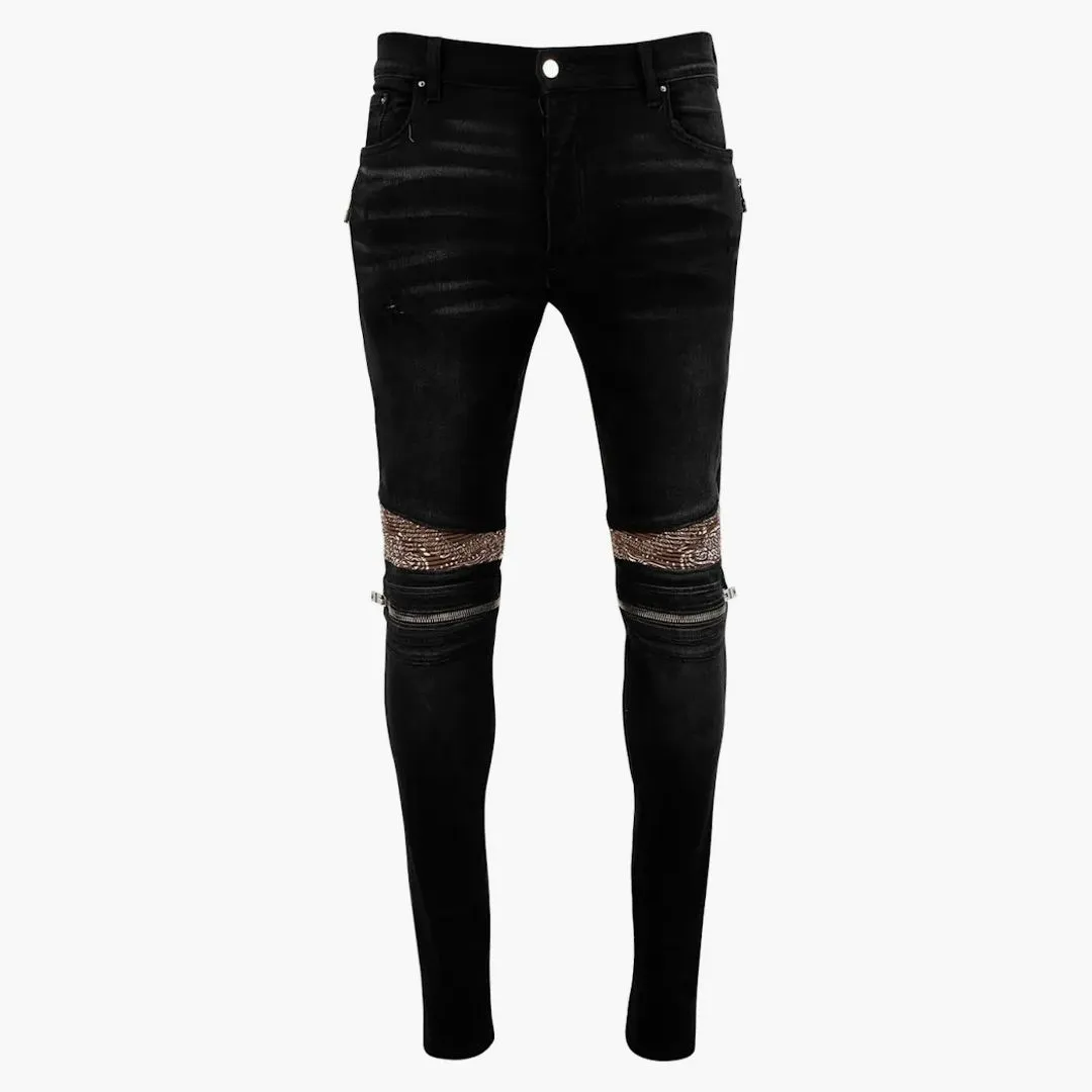 Amiri Mx2 Brown Bandana Jeans Antique Black