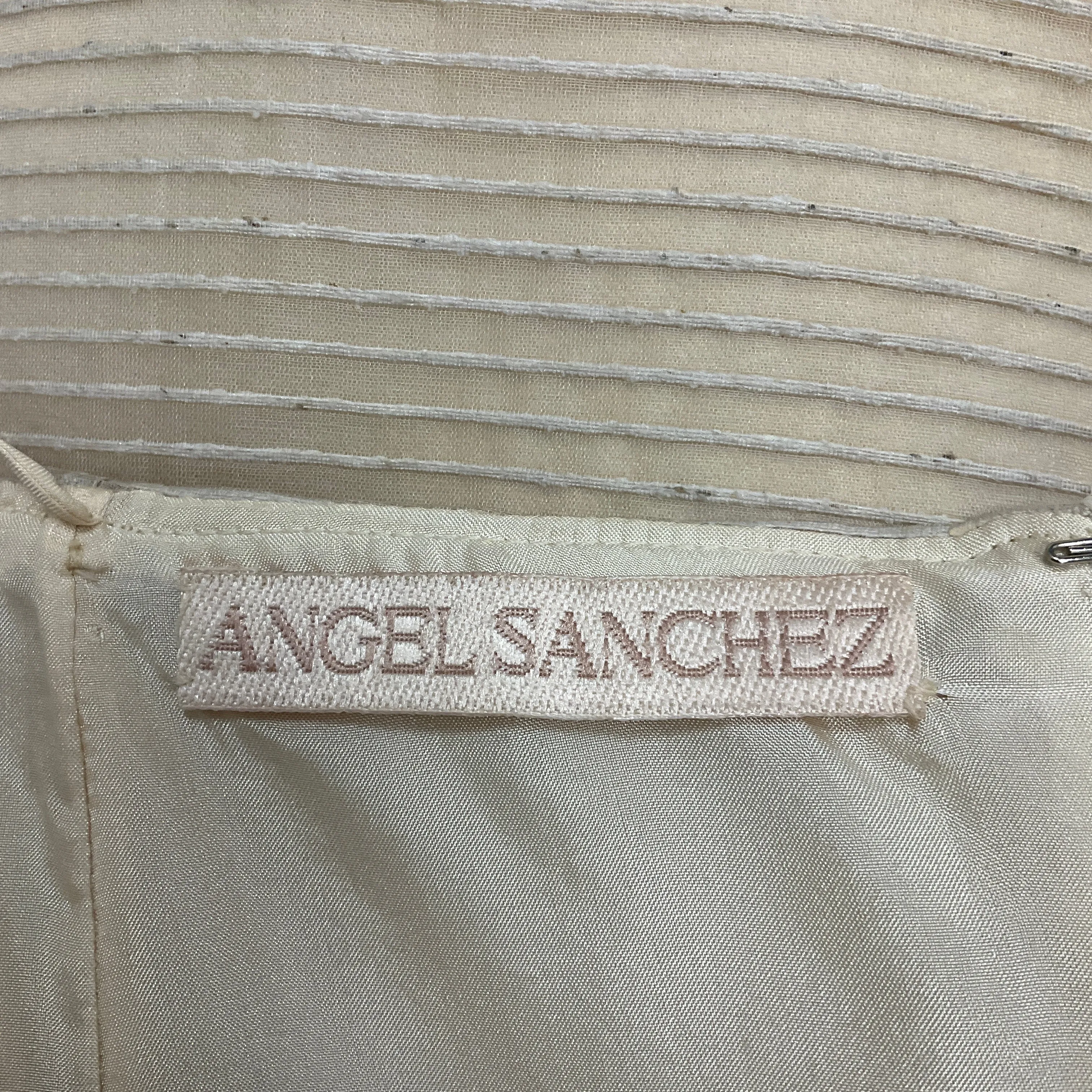 Angel Sanchez Cream Raw Silk Jacket and Skirt Suit Set