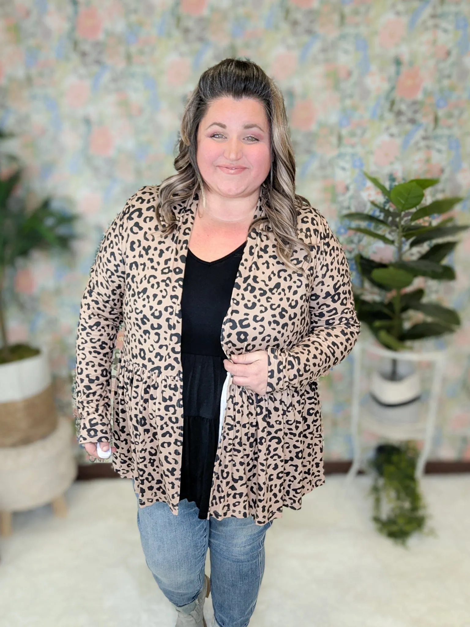 Anthea Tiered Cardigan in Leopard