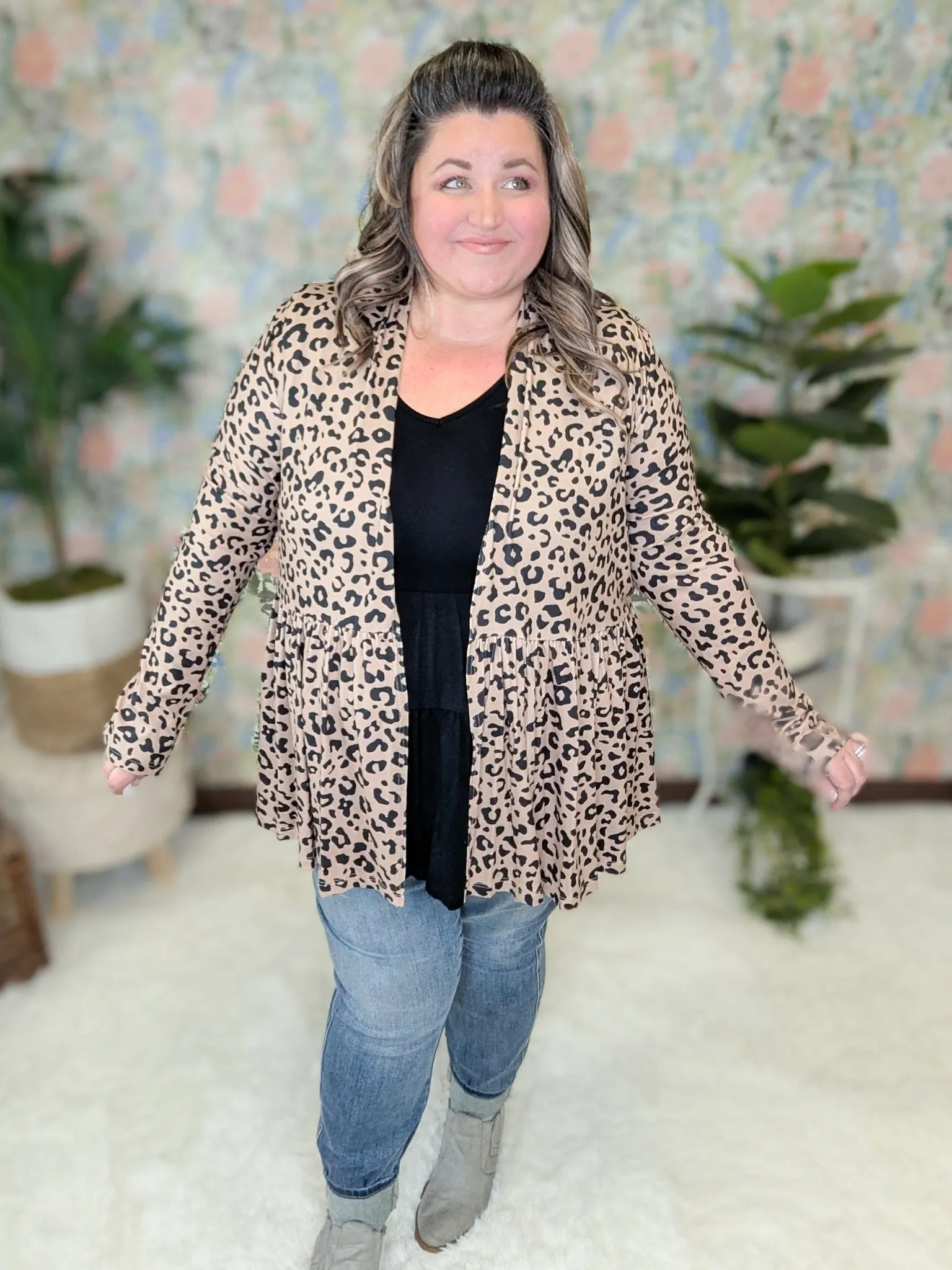 Anthea Tiered Cardigan in Leopard