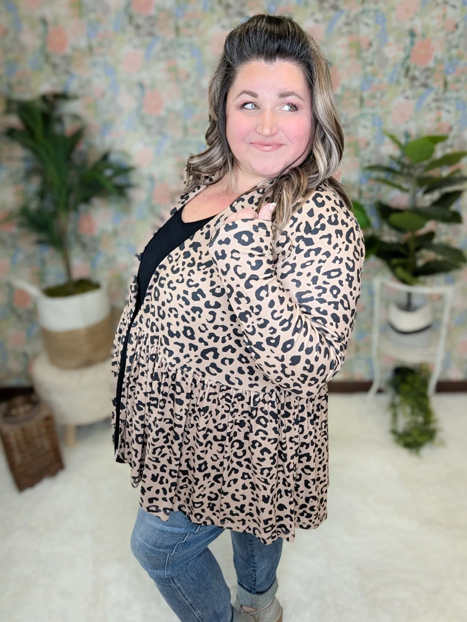 Anthea Tiered Cardigan in Leopard