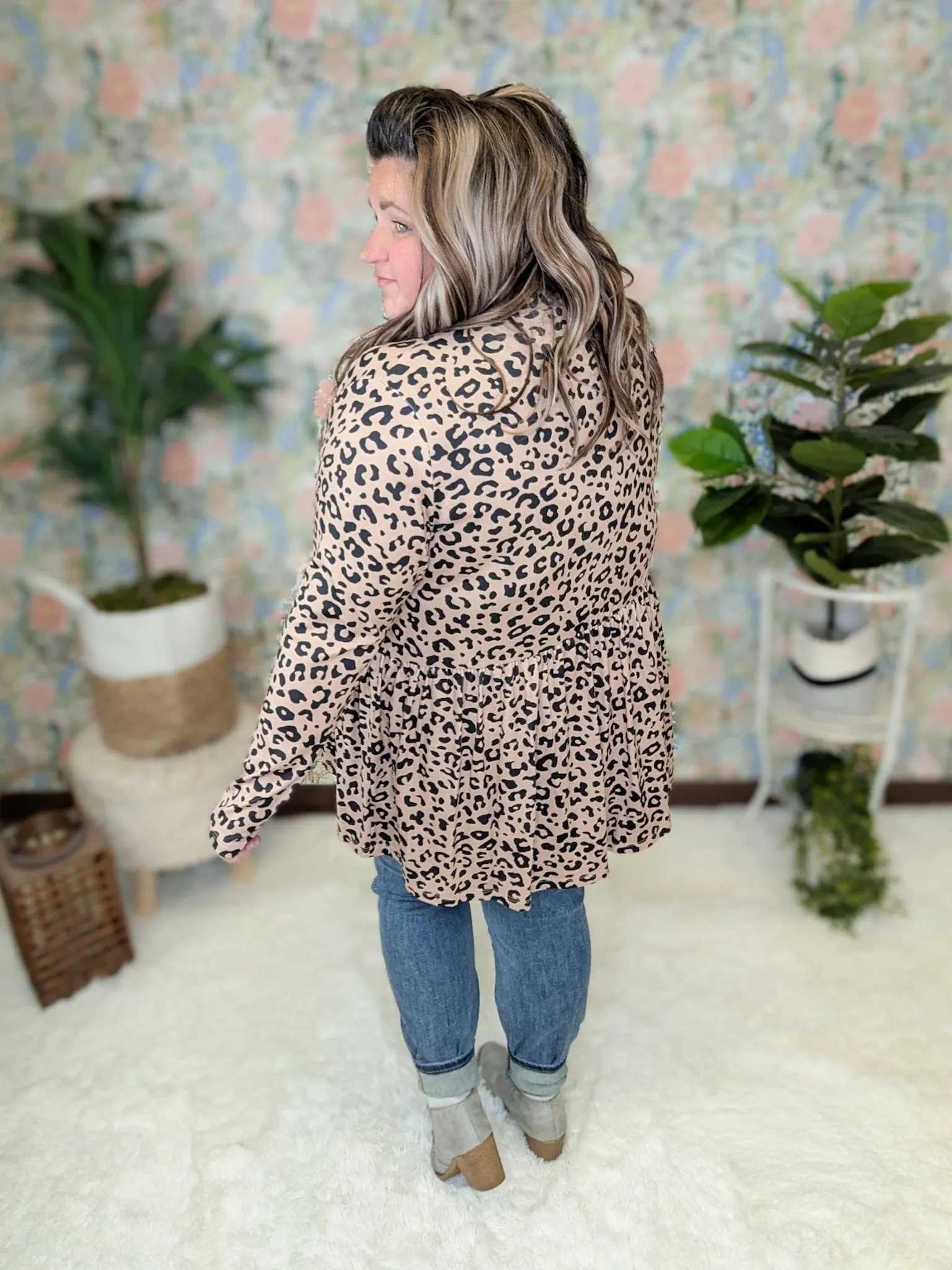 Anthea Tiered Cardigan in Leopard