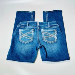 Ariat jeans Mid Rise Bootcut jeans Dark wash embroidered stretchy women Size 31