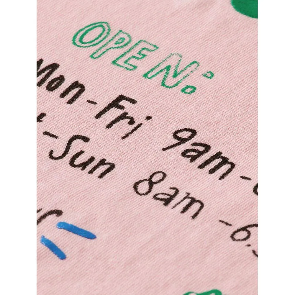 Artwork & Knotted Hem Organic Cotton T-Shirt - Blush