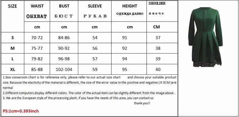 Autumn Winter Fashion Women Long Sleeve Slim KNEE-LENGTH Dresses Green Party Dresses Plus Size