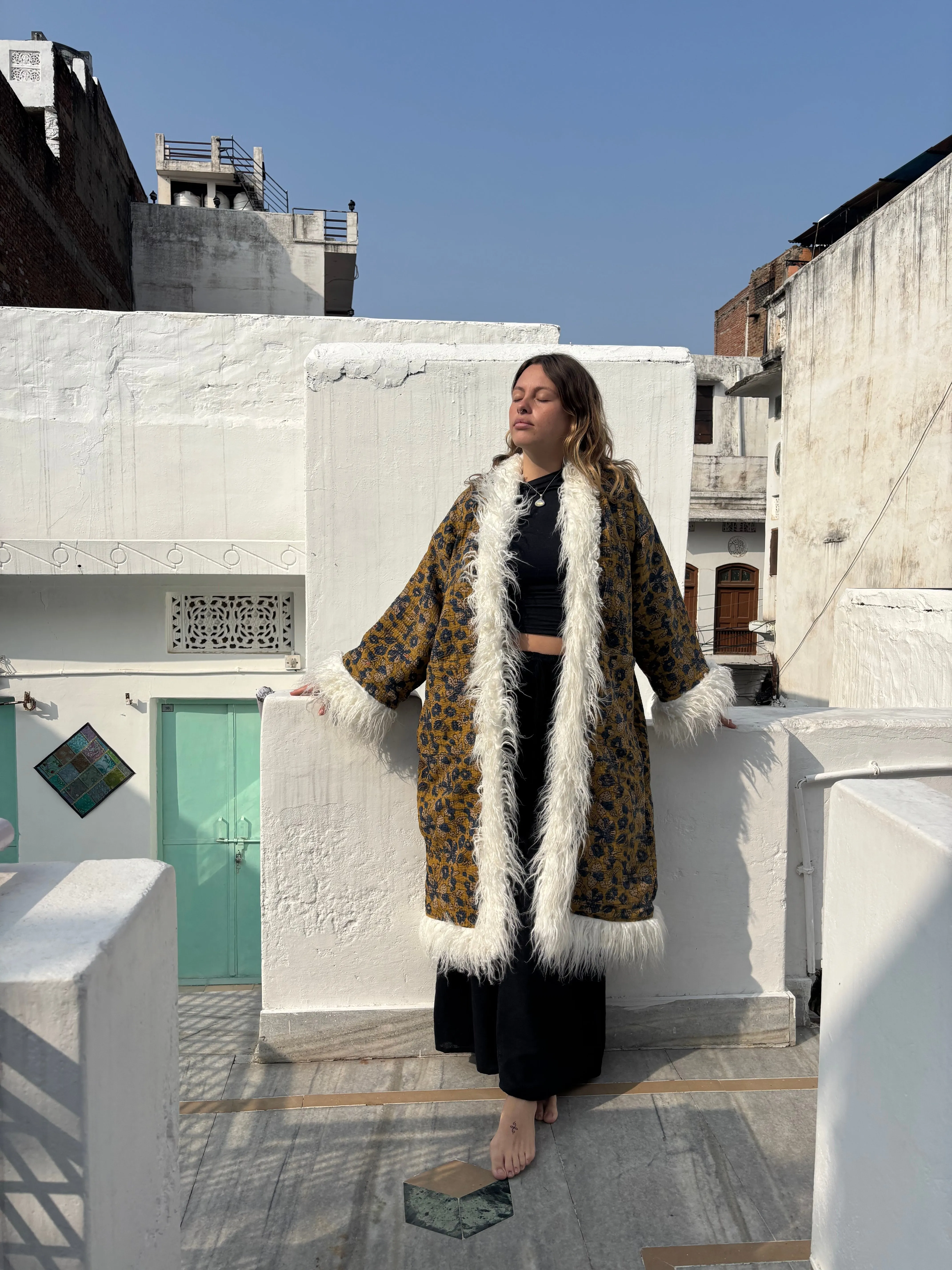 AZADI jacket - Yellow & Blue floral
