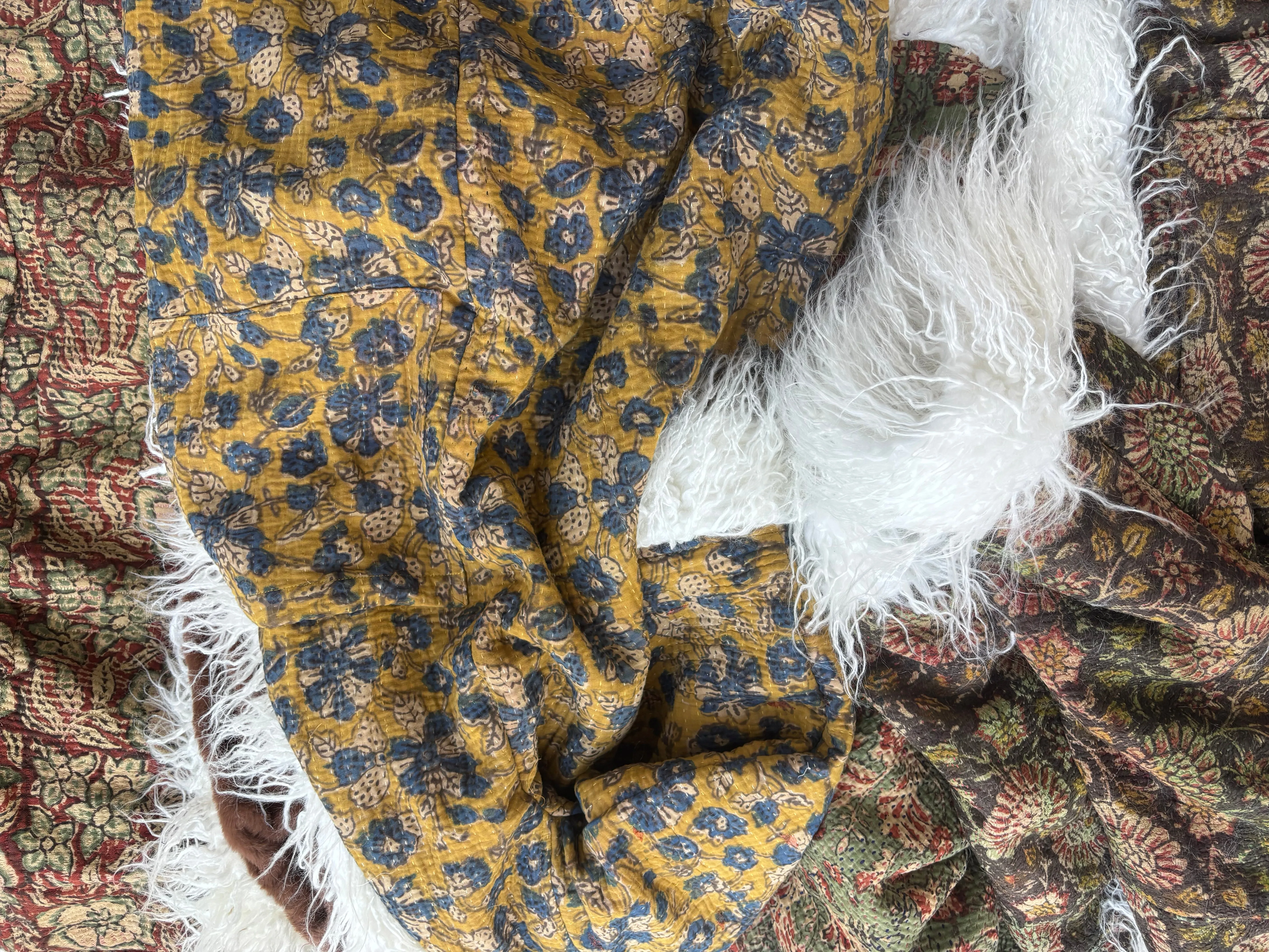 AZADI jacket - Yellow & Blue floral