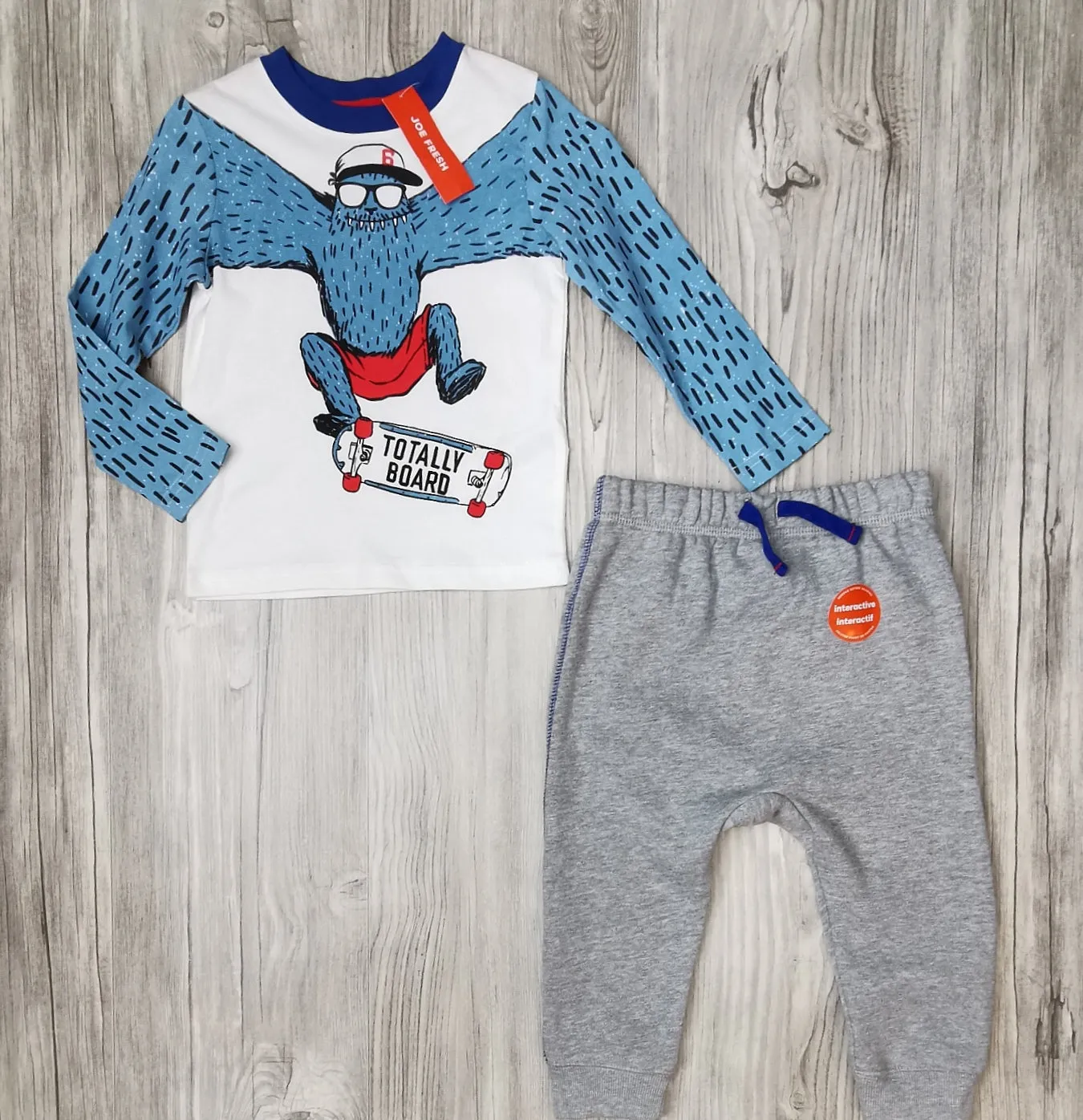 BABY BOY SIZE 18/24 MONTHS - JOE FRESH, 2 Piece Matching Graphic Outfit NWT B6