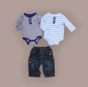 BABY BOY SIZE 3/6 MONTHS - JOE FRESH & Baby GAP, 3 Piece Mix N Match Outfit EUC B6