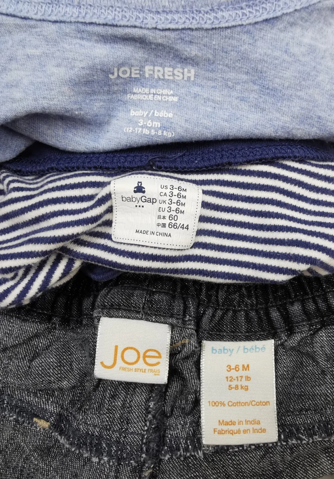 BABY BOY SIZE 3/6 MONTHS - JOE FRESH & Baby GAP, 3 Piece Mix N Match Outfit EUC B6