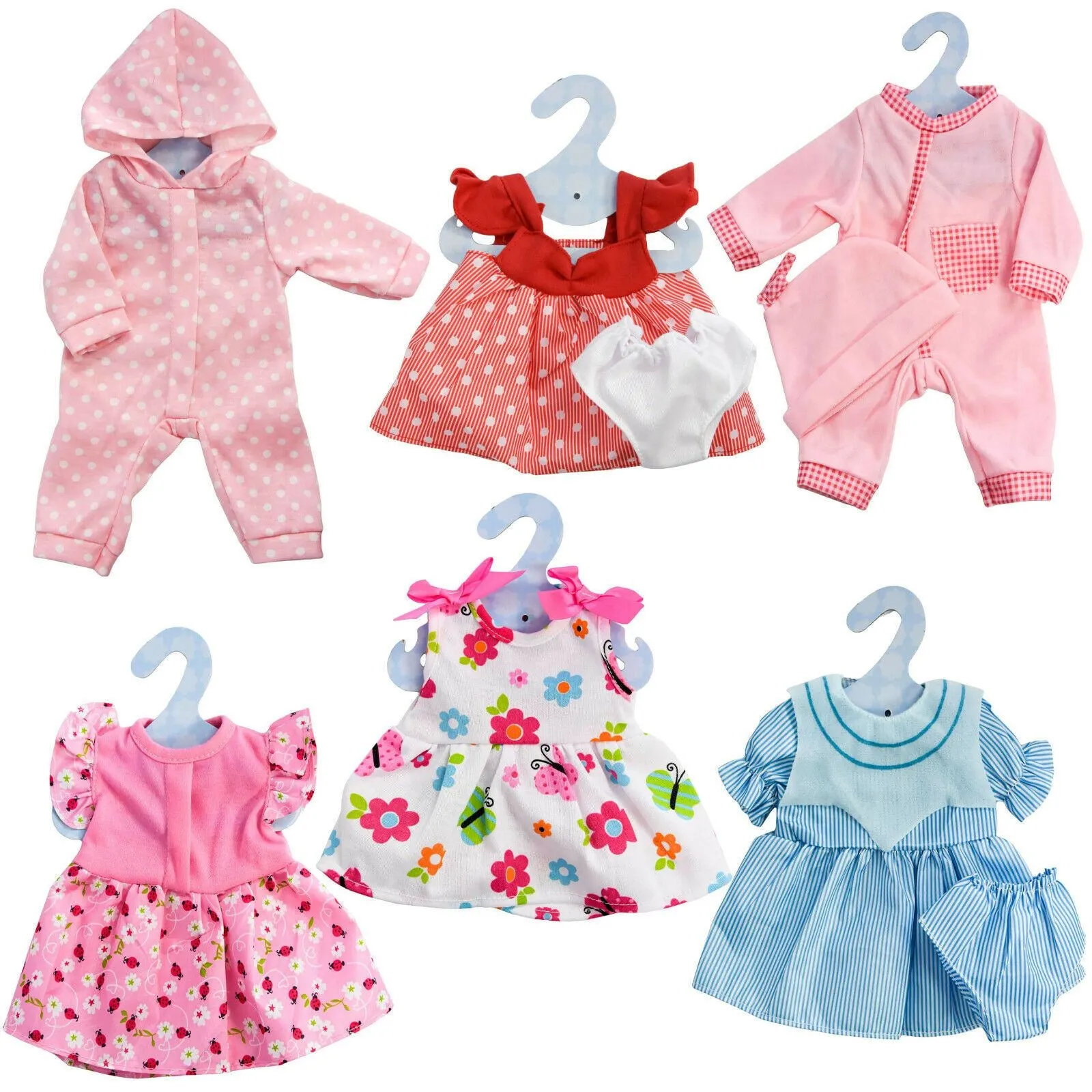 Baby Doll Clothes Set of 6 for Dolls 12-16"