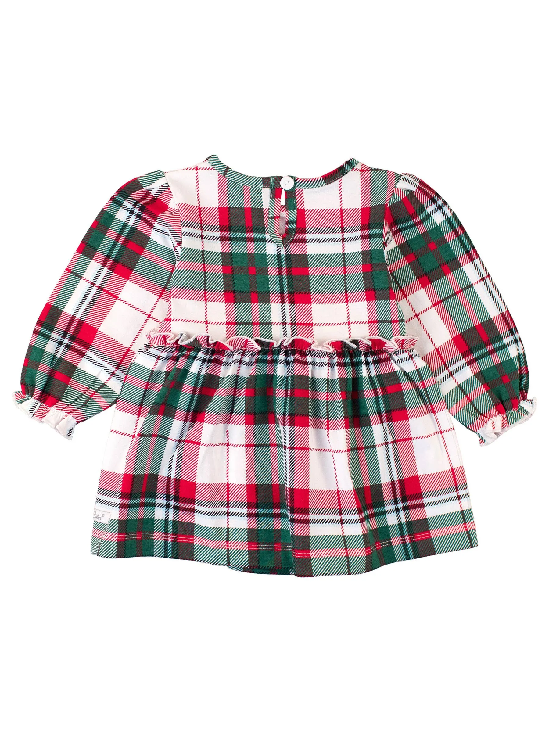 Baby Girls Dashing Dreams Plaid Knit Long Sleeve Skirted Romper